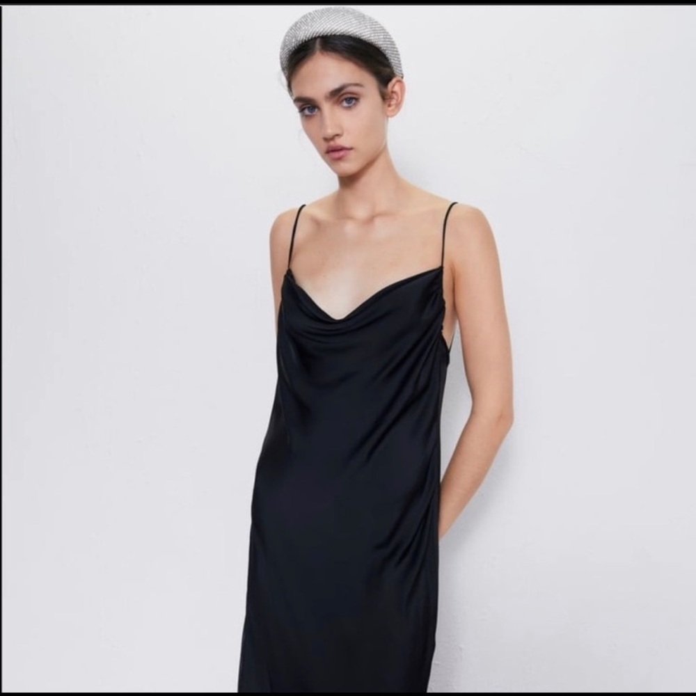 Zara Slinky Slip Midi  Dress